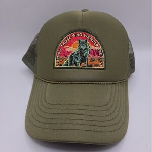 Freya Beach Green Trucker Hat Cap Not All Those Who Wander Are Lost
